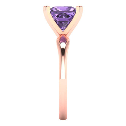 2.5 cttw Simulated Alexandrite Solitaire  Engagement Ring - Solid Gold (Princess Cut,7.5mm)