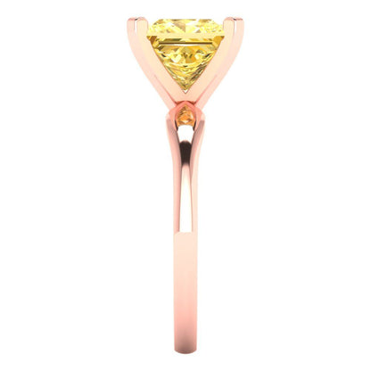 2.5 cttw Natural Citrine Solitaire  Engagement Ring - Solid Gold (Princess Cut,7.5mm)