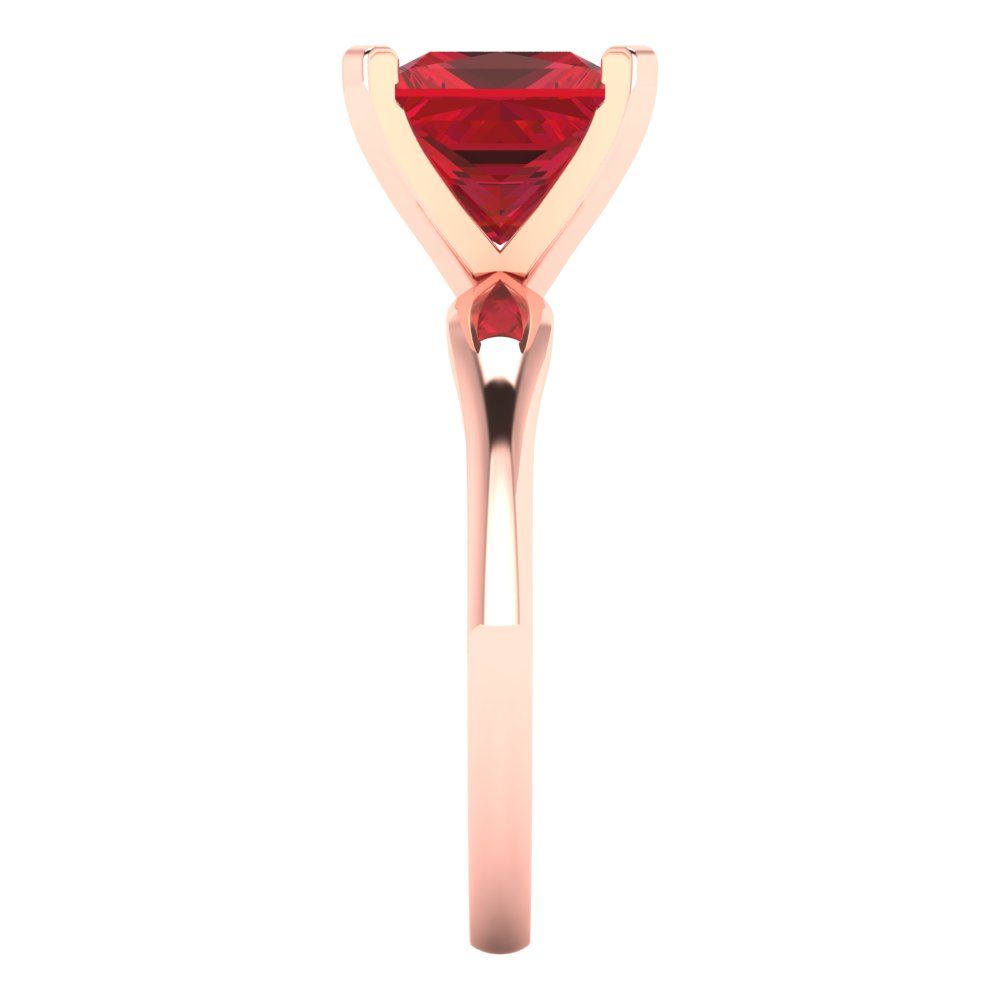 2.5 cttw Simulated Ruby Solitaire  Engagement Ring - Solid Rose Gold (VVS1, Princess Cut,7.5mm)