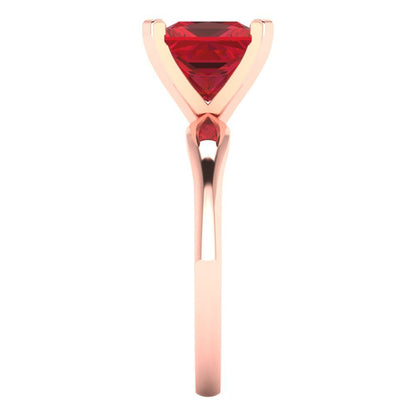 2.5 cttw Simulated Ruby Solitaire  Engagement Ring - Solid Rose Gold (VVS1, Princess Cut,7.5mm)