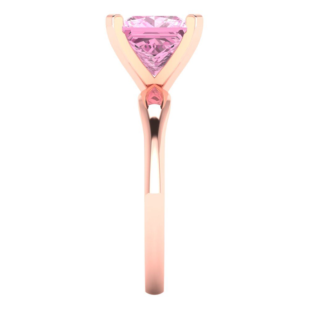 2.5 cttw Zirconia Simulated Pink Diamond Solitaire  Engagement Ring - Solid Gold (VVS1, Princess Cut,7.5mm)