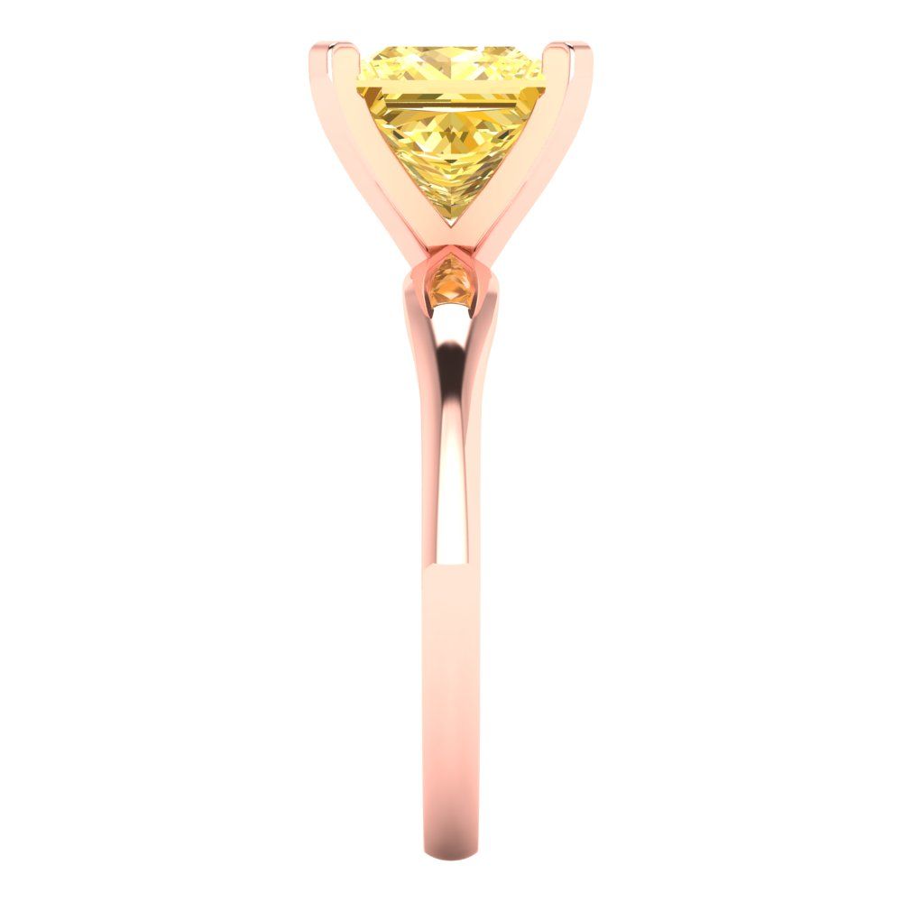 2.5 cttw Zirconia Simulated Yellow Diamond Solitaire  Engagement Ring - Solid Gold (VVS1, Princess Cut,7.5mm)