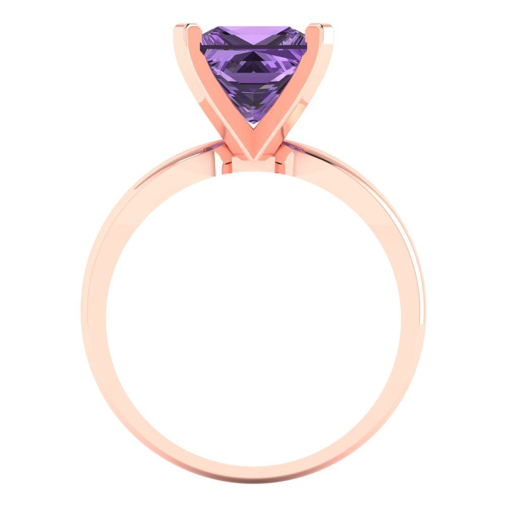 2.5 cttw Simulated Alexandrite Solitaire  Engagement Ring - Solid Gold (Princess Cut,7.5mm)