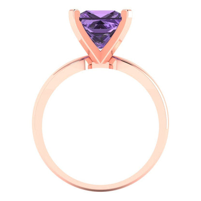 2.5 cttw Simulated Alexandrite Solitaire  Engagement Ring - Solid Gold (Princess Cut,7.5mm)