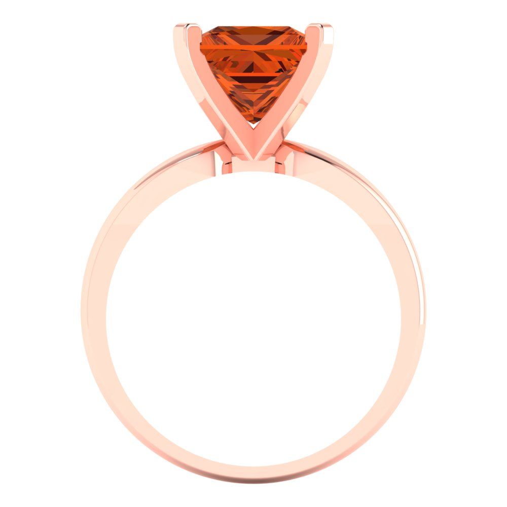 2.5 cttw Zirconia Simulated Red Diamond Solitaire  Engagement Ring - Solid Gold (VVS1, Princess Cut,7.5mm)