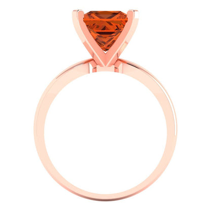 2.5 cttw Zirconia Simulated Red Diamond Solitaire  Engagement Ring - Solid Gold (VVS1, Princess Cut,7.5mm)