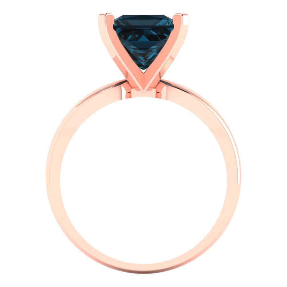 2.5 cttw Natural London Blue Topaz Solitaire  Engagement Ring - Solid Gold (Princess Cut,7.5mm)