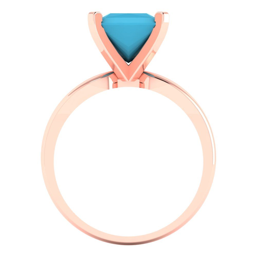 2.5 cttw Simulated Turquoise Solitaire  Engagement Ring - Solid Gold (Princess Cut,7.5mm)