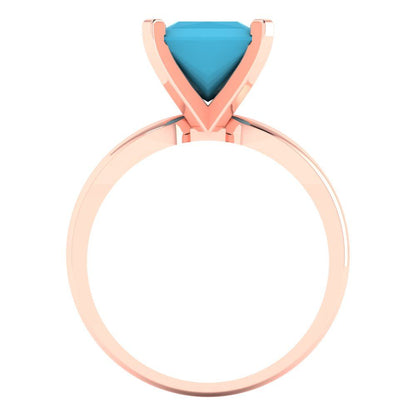 2.5 cttw Simulated Turquoise Solitaire  Engagement Ring - Solid Gold (Princess Cut,7.5mm)