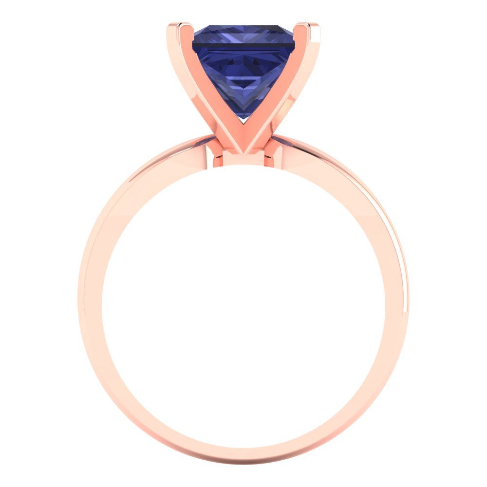 2.5 cttw Simulated Tanzanite Solitaire  Engagement Ring - Solid Gold (Princess Cut,7.5mm)