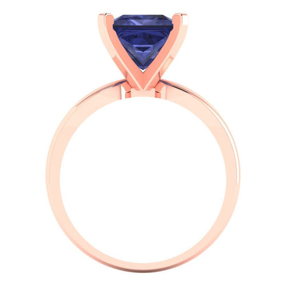 2.5 cttw Simulated Tanzanite Solitaire  Engagement Ring - Solid Gold (Princess Cut,7.5mm)