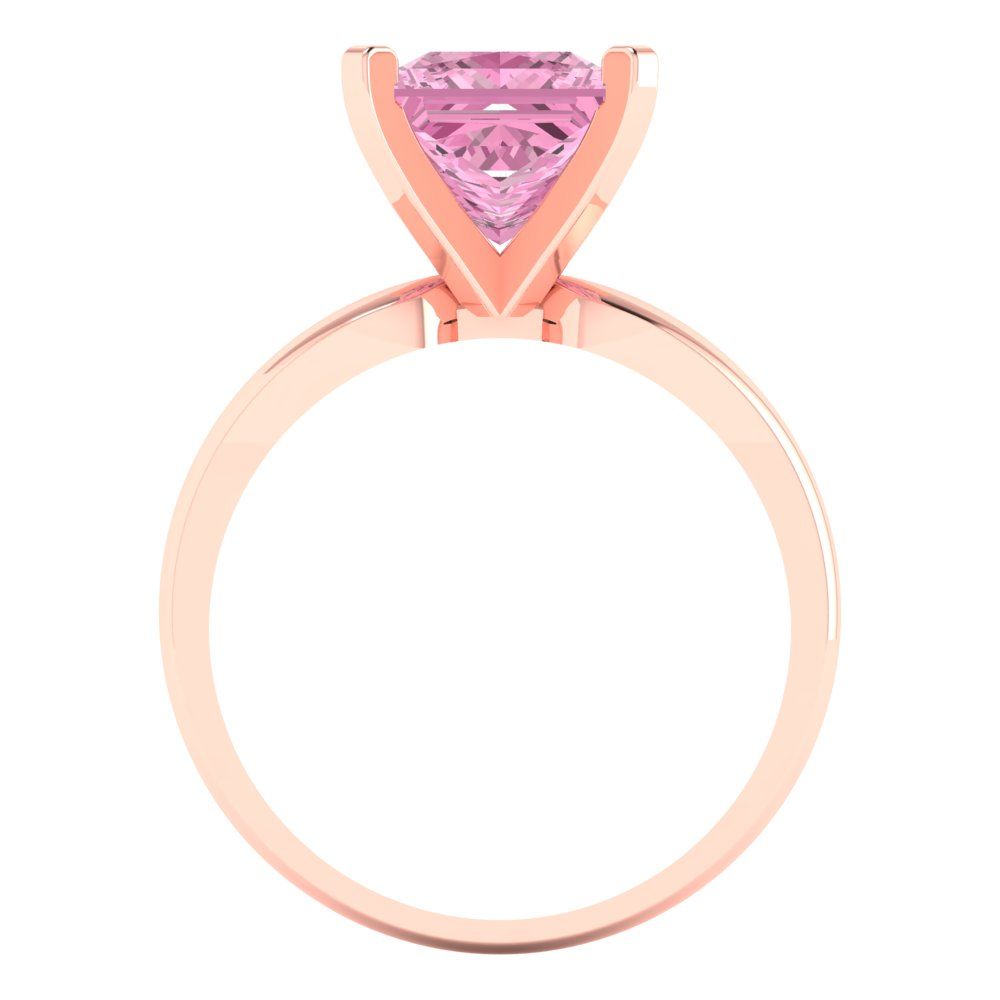2.5 cttw Zirconia Simulated Pink Diamond Solitaire  Engagement Ring - Solid Gold (VVS1, Princess Cut,7.5mm)