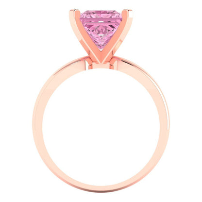 2.5 cttw Zirconia Simulated Pink Diamond Solitaire  Engagement Ring - Solid Gold (VVS1, Princess Cut,7.5mm)