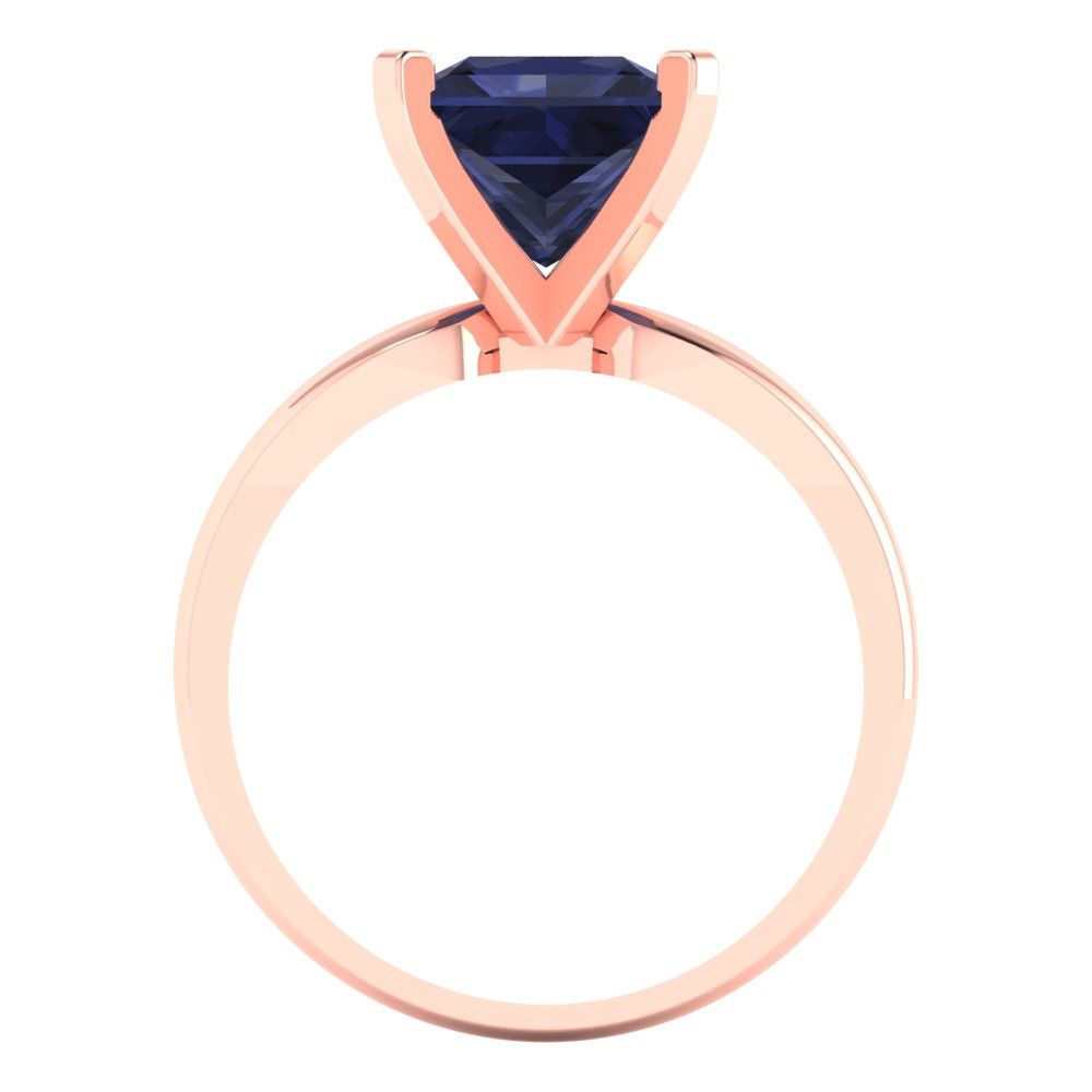 2.5 cttw Simulated Blue Sapphire Solitaire  Engagement Ring - Solid Gold (Princess Cut,7.5mm)