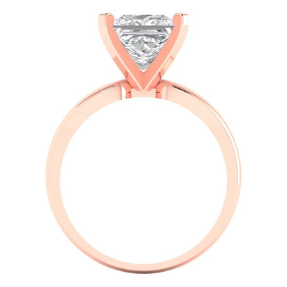 2.5 cttw Certified Moissanite Solitaire  Engagement Ring - Solid Gold (VVS1, D-F,Princess Cut,7.5mm)