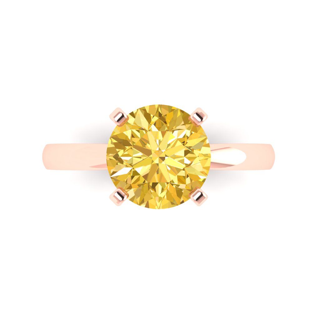 3 cttw Natural Citrine Solitaire  Engagement Ring - Solid Gold (Round Cut,9.0mm)