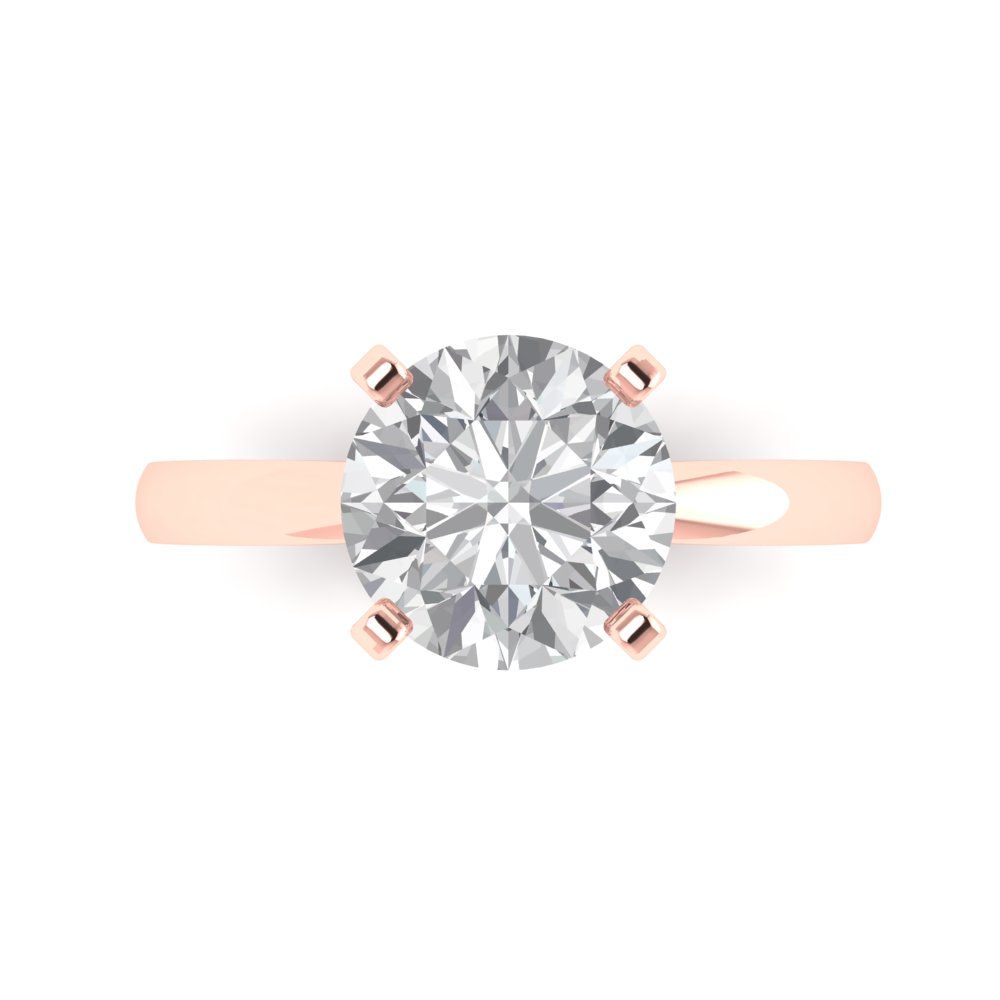 3 cttw White Sapphire Solitaire  Engagement Ring - Solid Gold (Round Cut,9.0mm)