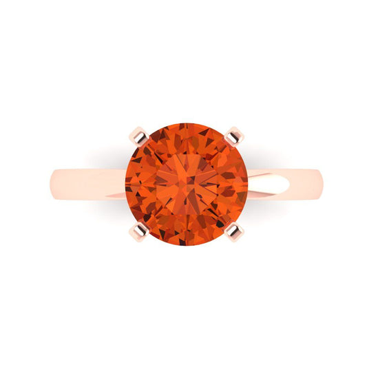 3 cttw Zirconia Simulated Red Diamond Solitaire  Engagement Ring - Solid Rose Gold (VVS1, Round Cut,9.0mm)