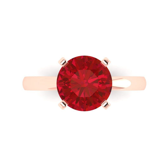 3 cttw Simulated Pink Tourmaline Solitaire  Engagement Ring - Solid Rose Gold (VVS1, Round Cut,9.0mm)