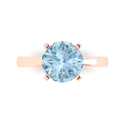 3 cttw Natural Sky Blue Topaz Solitaire  Engagement Ring - Solid Gold (Round Cut,9.0mm)