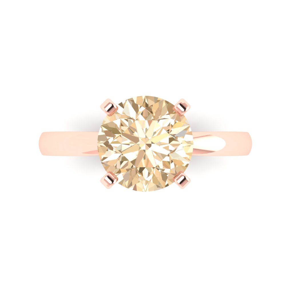 3 cttw Natural Morganite Solitaire  Engagement Ring - Solid Gold (Round Cut,9.0mm)