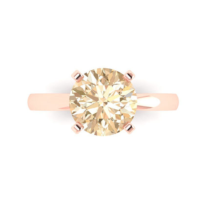 3 cttw Natural Morganite Solitaire  Engagement Ring - Solid Gold (Round Cut,9.0mm)