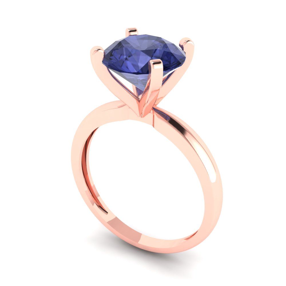 3 cttw Simulated Tanzanite Solitaire  Engagement Ring - Solid Gold (Round Cut,9.0mm)