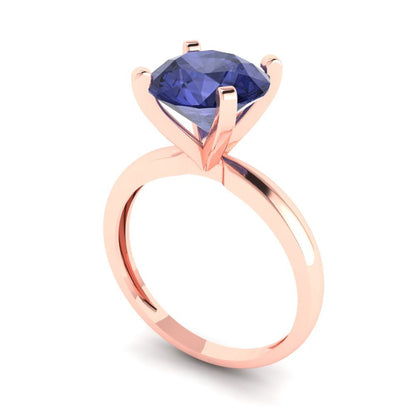3 cttw Simulated Tanzanite Solitaire  Engagement Ring - Solid Gold (Round Cut,9.0mm)