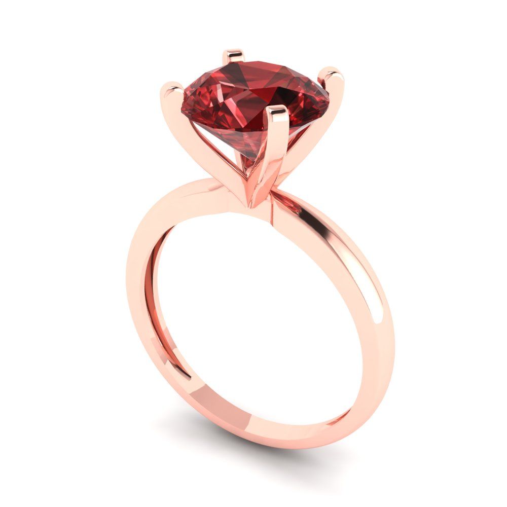 3 cttw Natural Garnet Solitaire  Engagement Ring - Solid Gold (Round Cut,9.0mm)