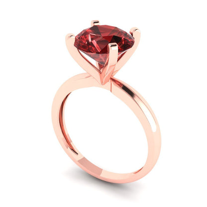 3 cttw Natural Garnet Solitaire  Engagement Ring - Solid Gold (Round Cut,9.0mm)