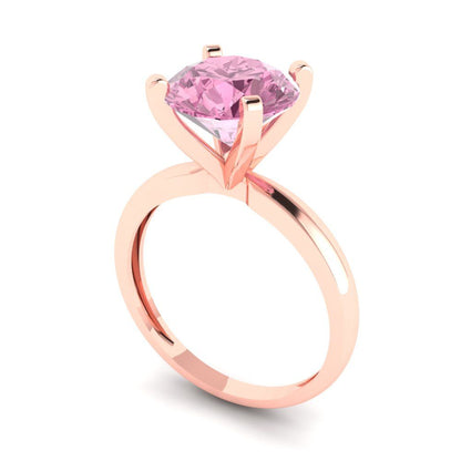 3 cttw Zirconia Simulated Pink Diamond Solitaire  Engagement Ring - Solid Rose Gold (VVS1, Round Cut,9.0mm)