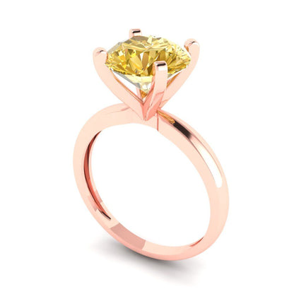 3 cttw Zirconia Simulated Yellow Diamond Solitaire  Engagement Ring - Solid Gold (VVS1, Round Cut,9.0mm)
