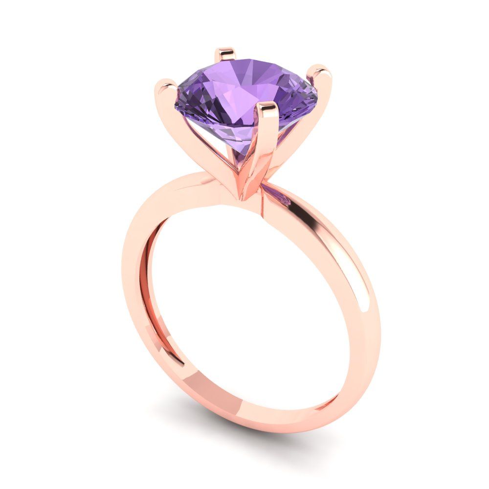 3 cttw Simulated Alexandrite Solitaire  Engagement Ring - Solid Gold (Round Cut,9.0mm)