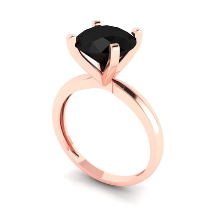 3 cttw Natural Onyx Solitaire  Engagement Ring - Solid Gold (Round Cut,9.0mm)