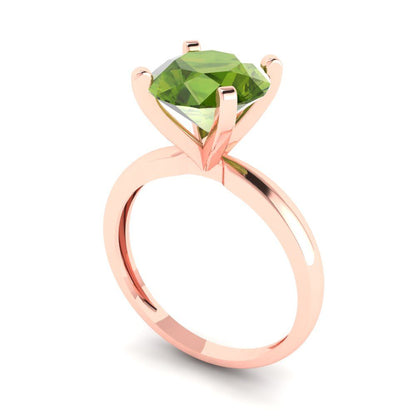 3 cttw Natural Peridot Solitaire  Engagement Ring - Solid Gold (Round Cut,9.0mm)