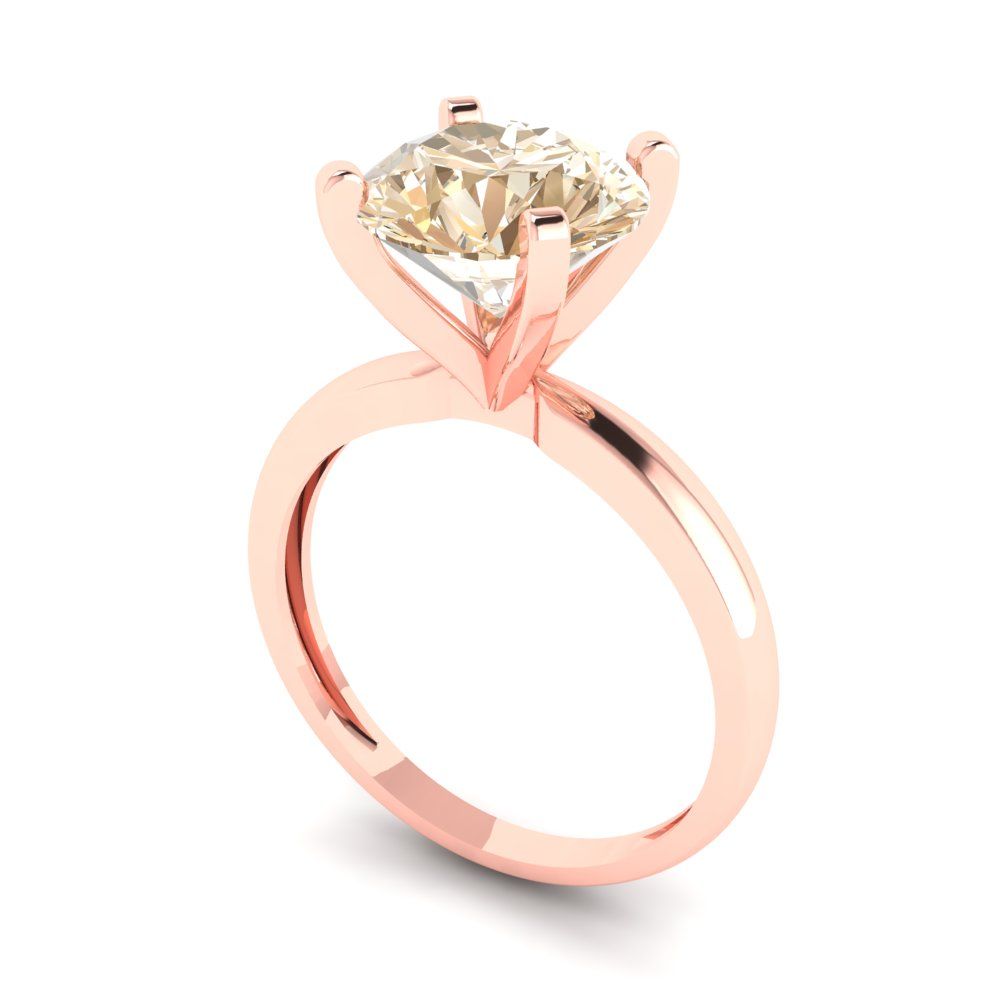 3 cttw Natural Morganite Solitaire  Engagement Ring - Solid Gold (Round Cut,9.0mm)