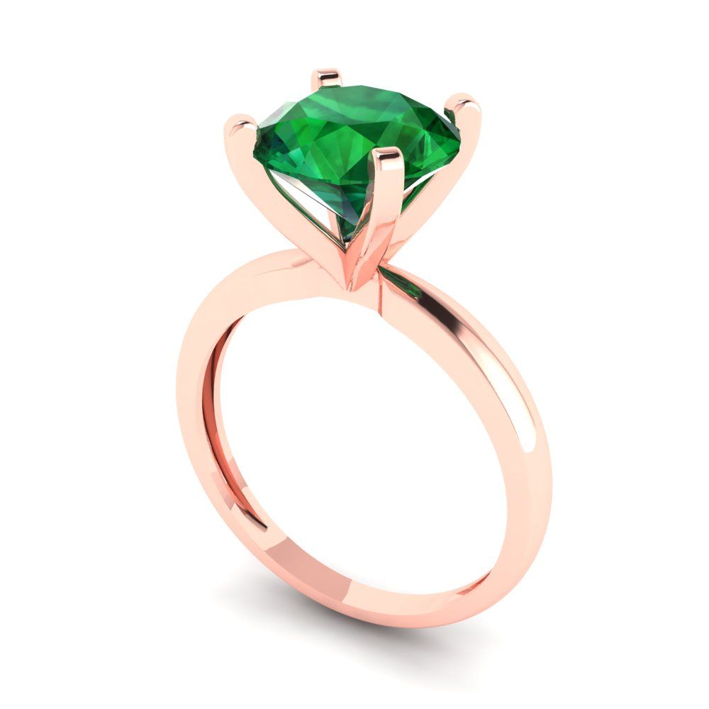 3 cttw Simulated Emerald Solitaire  Engagement Ring - Solid Gold (Round Cut,9.0mm)