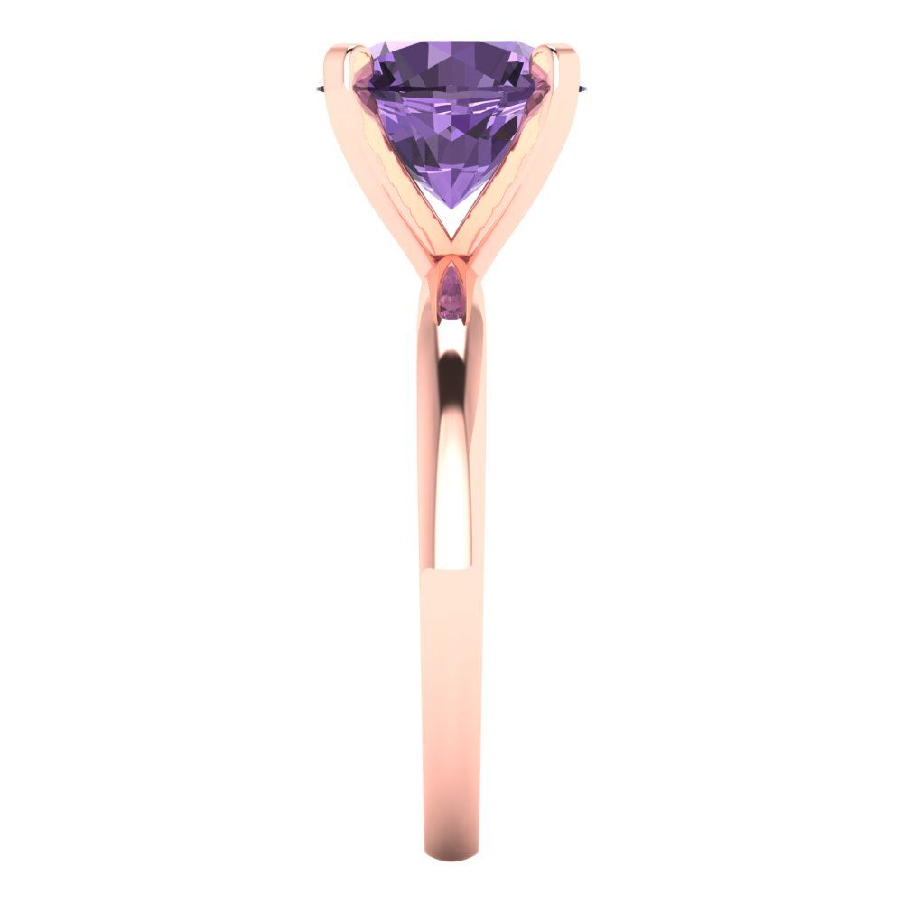 3 cttw Simulated Alexandrite Solitaire  Engagement Ring - Solid Gold (Round Cut,9.0mm)