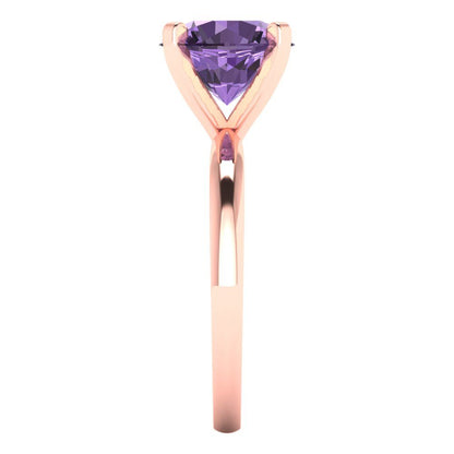 3 cttw Simulated Alexandrite Solitaire  Engagement Ring - Solid Gold (Round Cut,9.0mm)