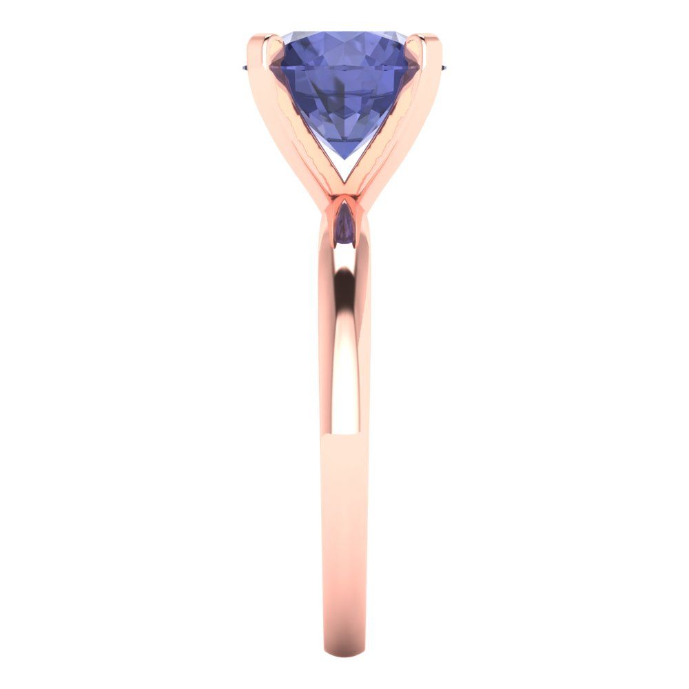 3 cttw Simulated Tanzanite Solitaire  Engagement Ring - Solid Gold (Round Cut,9.0mm)