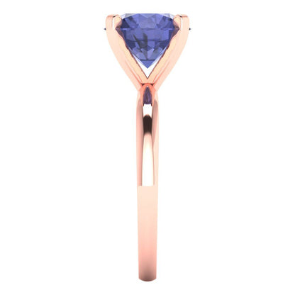 3 cttw Simulated Tanzanite Solitaire  Engagement Ring - Solid Gold (Round Cut,9.0mm)