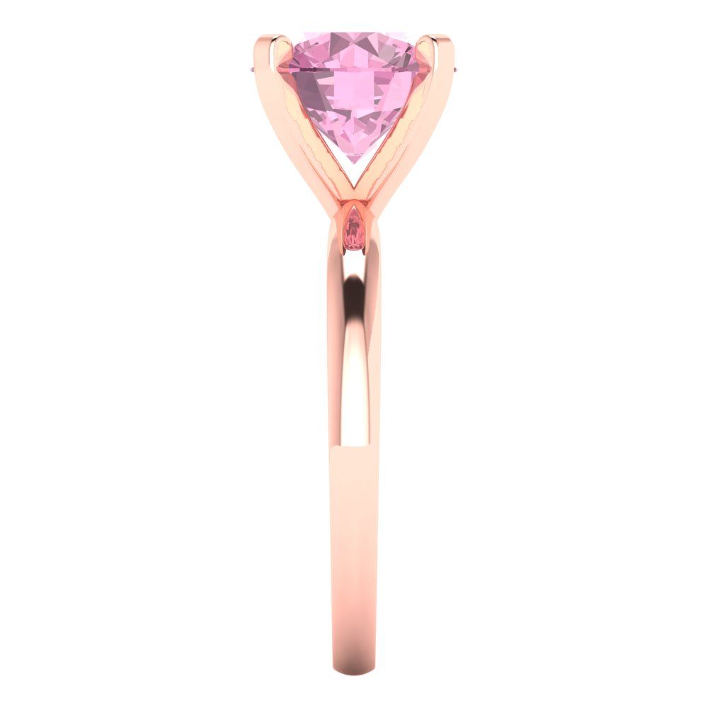 3 cttw Zirconia Simulated Pink Diamond Solitaire  Engagement Ring - Solid Rose Gold (VVS1, Round Cut,9.0mm)
