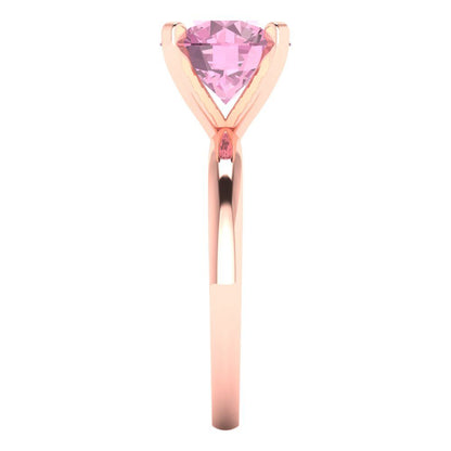 3 cttw Zirconia Simulated Pink Diamond Solitaire  Engagement Ring - Solid Rose Gold (VVS1, Round Cut,9.0mm)