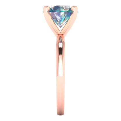 3 cttw Blue Moissanite Solitaire  Engagement Ring - Solid Gold (Round Cut,9.0mm)