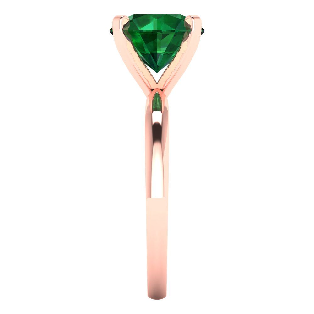 3 cttw Simulated Emerald Solitaire  Engagement Ring - Solid Gold (Round Cut,9.0mm)
