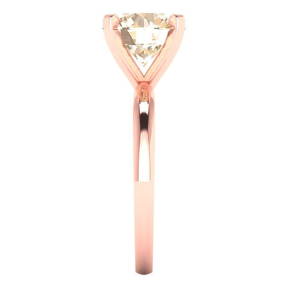 3 cttw Natural Morganite Solitaire  Engagement Ring - Solid Gold (Round Cut,9.0mm)