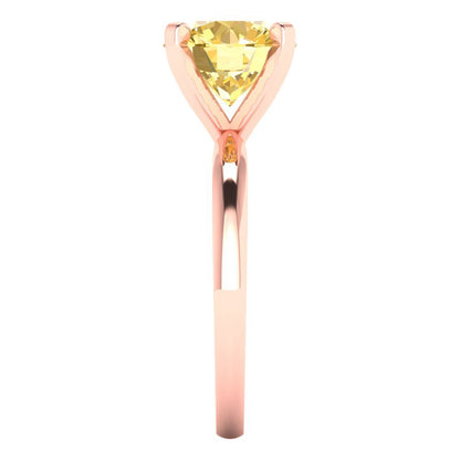 3 cttw Zirconia Simulated Yellow Diamond Solitaire  Engagement Ring - Solid Gold (VVS1, Round Cut,9.0mm)
