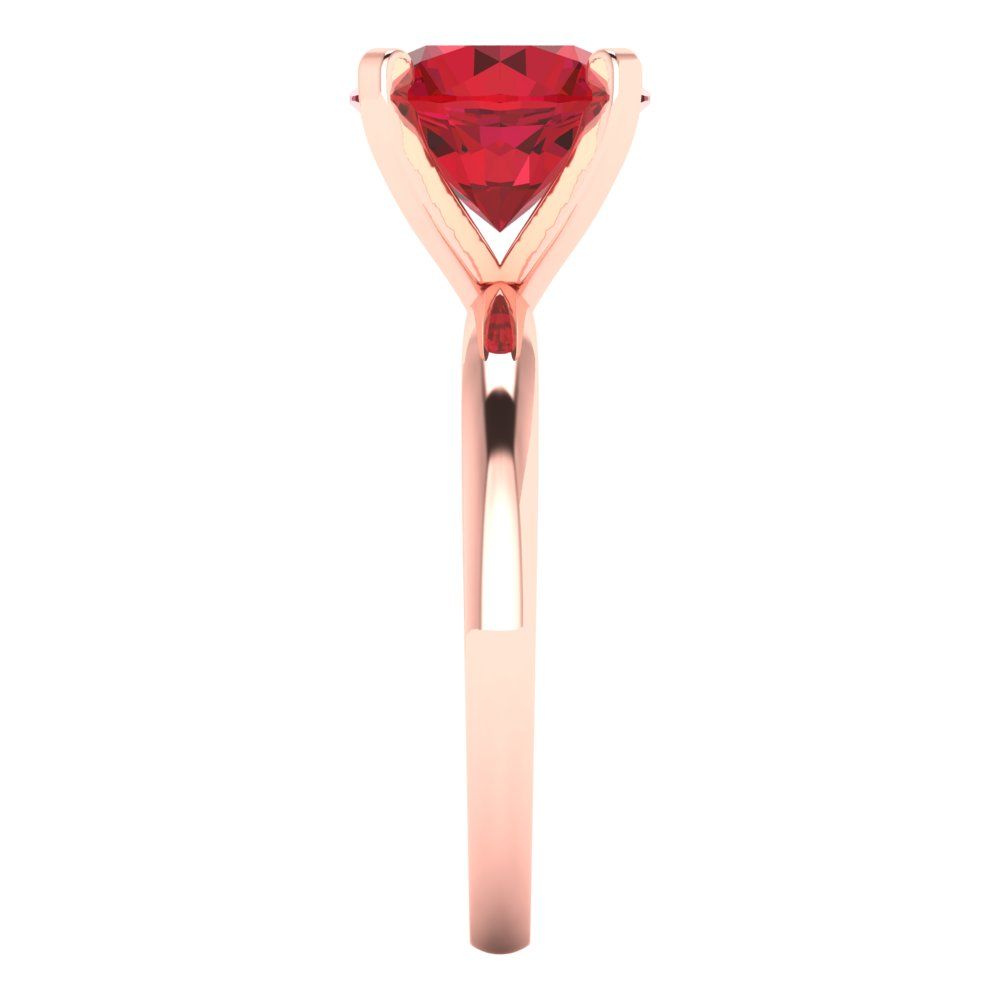 3 cttw Simulated Ruby Solitaire  Engagement Ring - Solid Rose Gold (VVS1, Round Cut,9.0mm)