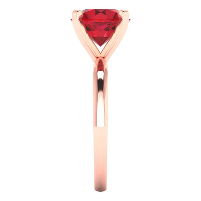 3 cttw Simulated Ruby Solitaire  Engagement Ring - Solid Rose Gold (VVS1, Round Cut,9.0mm)