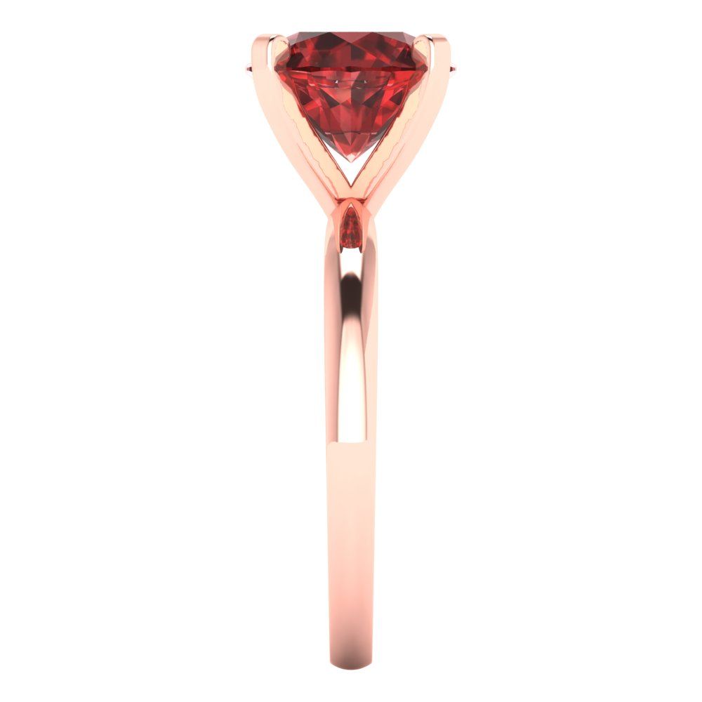 3 cttw Natural Garnet Solitaire  Engagement Ring - Solid Gold (Round Cut,9.0mm)